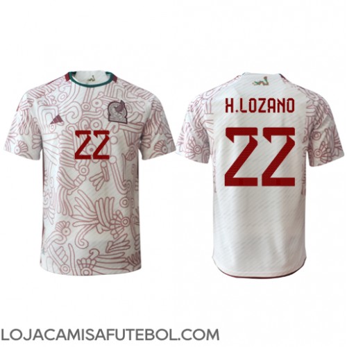 Camisa de Futebol México Hirving Lozano #22 Equipamento Secundário Mundo 2022 Manga Curta